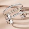 European and American Popular Bracelets, Minimalist Personality, Multi-layer Hollow Opening Arm Ring, Sand Chain Pattern Bracelet, Cross Bracelet.