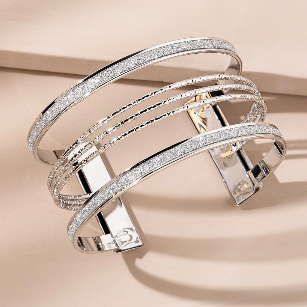 European and American Popular Bracelets, Minimalist Personality, Multi-layer Hollow Opening Arm Ring, Sand Chain Pattern Bracelet, Cross Bracelet.