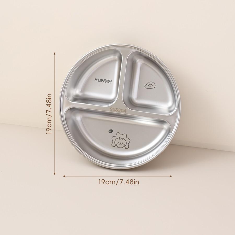 304 Stainless Steel Round Food Plates Stackable Divided Dinner Plate For Kids Students Deepened Fruit Salad Dish Dishwasher Safe