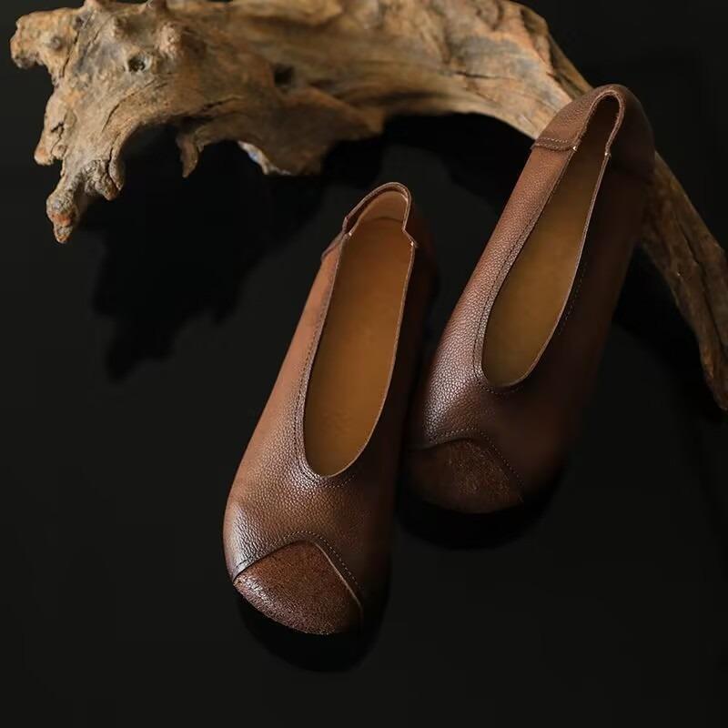 Fashion 2025 Spring New Literary Comfortable Plus Size Retro Women's Shoes Flat Soft Sole Single Shoes