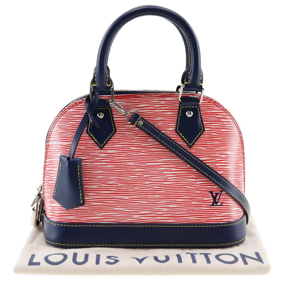Louis Vuitton Alma BB Handbag M54548 Epi Denim 2WAYShoulder Red / Dark Blue Epi Leather Women Used
