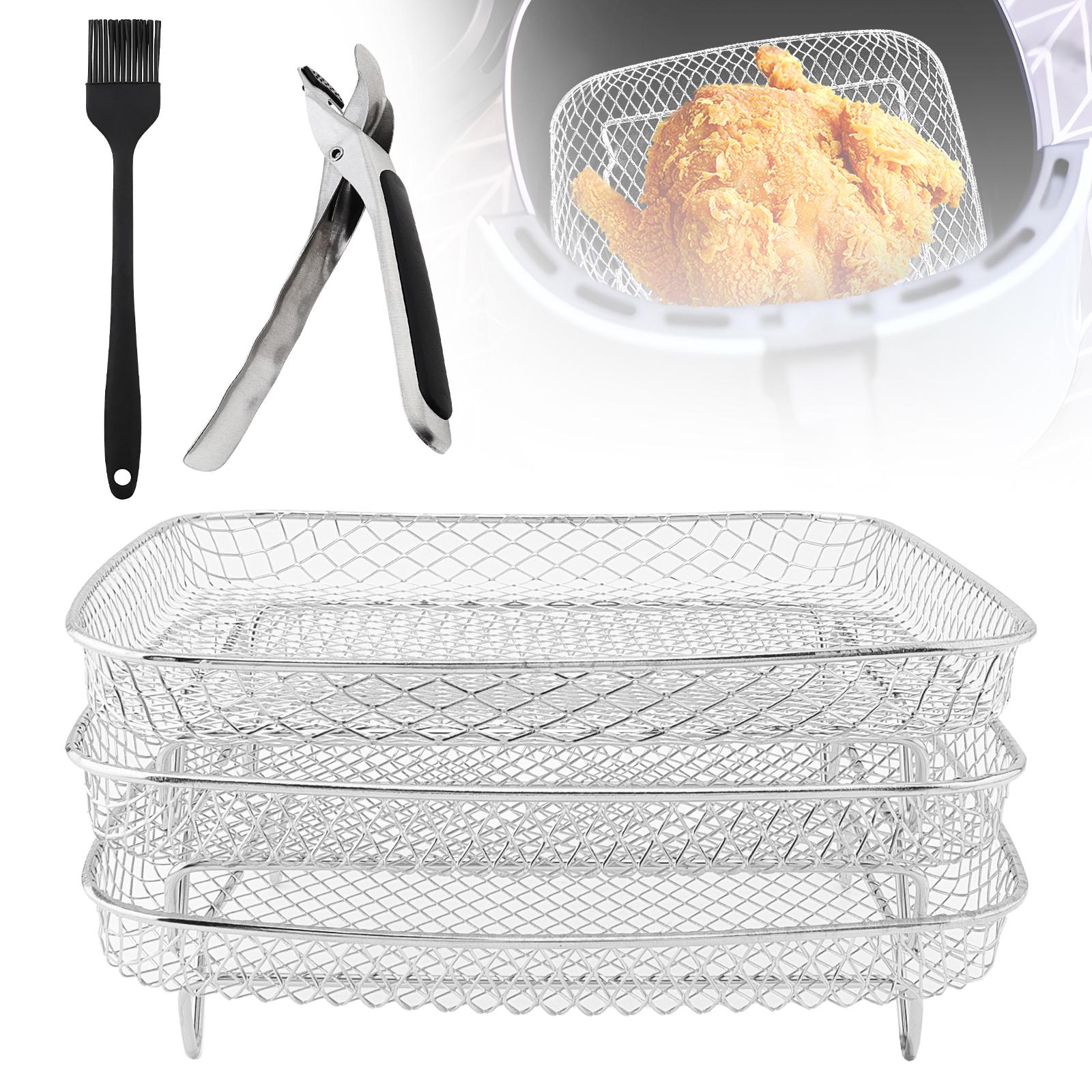 

Набор квадратных решеток для аэрофритюрницы из нержавеющей стали 304 Сверхпрочный крепежный зажим Кисточка для масла Универсальная посадка Легко чистить