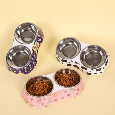 Melamine Stainless Steel Dog Bowl Double Layer Cat Bowl Pet Bowl Wholesale Feeding and Drinking Cat Supplies Dog Bowl Cat Feeder