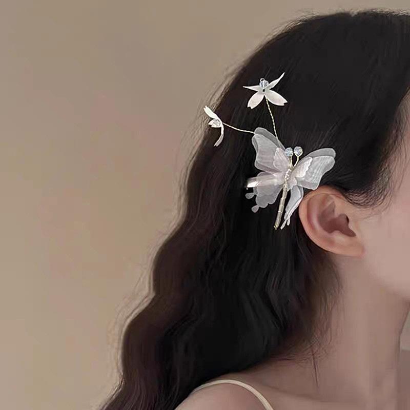 

2Pcs White Butterfly Hair Clips Girls Sweet Fairy Chiffon Butterflies Hairpin Barrettes Women Headwear Trendy Hair Accessories