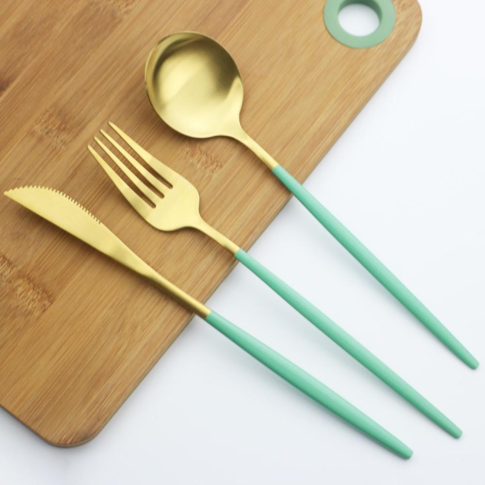 36Pcs/set Red Gold Dinnerware Cutlery Set Stainless Steel Knife Dessert Fork Tea Spoon Silverware Kitchen Flatware Tableware Set