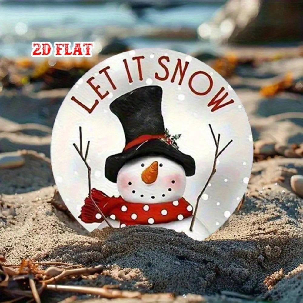 Snowman Tin Metal Sign Vintage Winter Wall Decor Red White Polka Dots Home Cafe Christmas Holiday Decoration