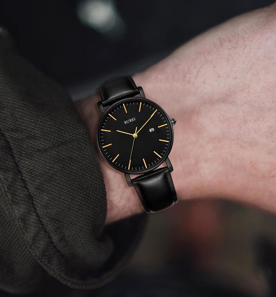 Leather Watch N [BUREI] Men's Watch, Stylish, Band, Business, Thin, Brand, Simple, Men's