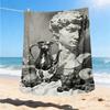 1pc Statue Sculpture Outdoor Flannel Blanket Soft All Season Polyester Throw , Perfect for Picnics & Travel , Picnic Accessory
