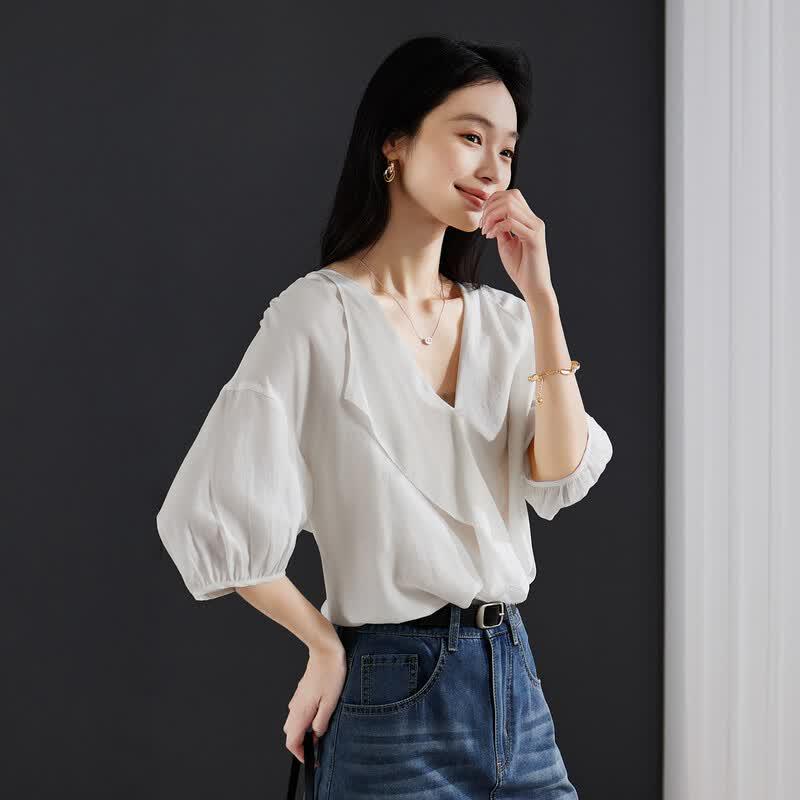 SOFSIL Women s V-Neck Loose Fit Blouse M
