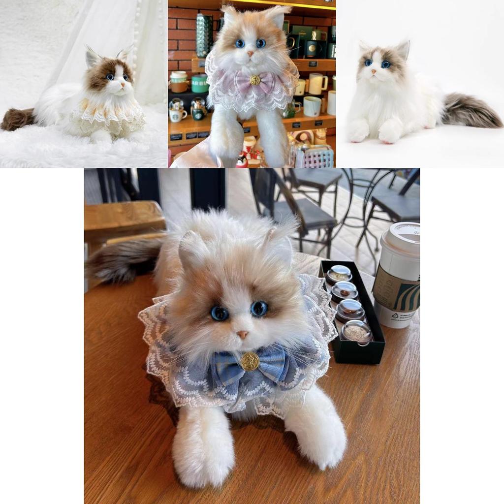 Crafted Beautifully Plush Cat Doll Soft Long Fur Kitty Toy For Kids And Collectors