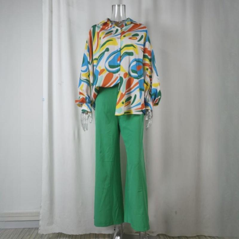 Summer Women's Printed Shirt Style, Loose and Breathable, Stylish Trousers, Fashionable and Casual Set
