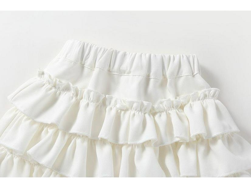 Girls' Black Velvet Layered Puffy Skort - Princess Style, Anti-Exposure, Spring/Autumn Korean Edition