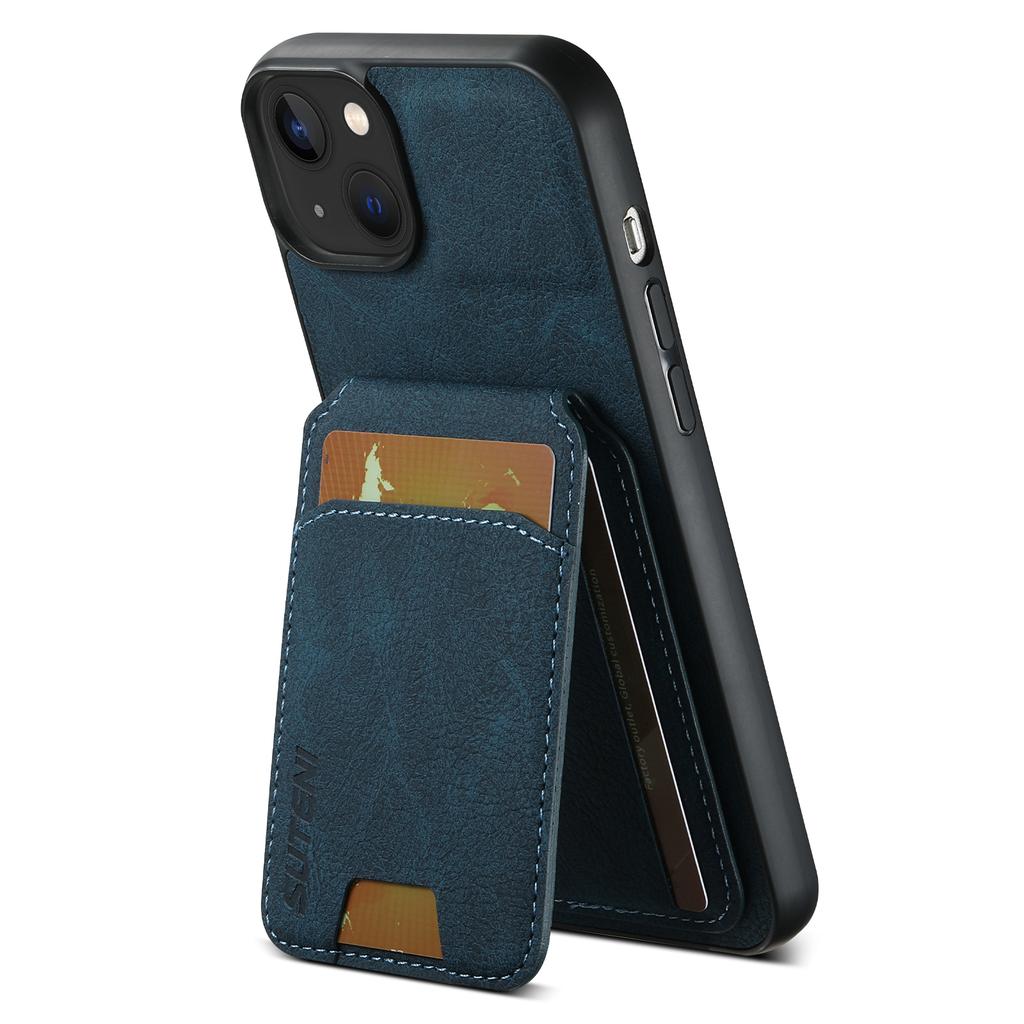 For iPhone 14 Case Litchi Texture PU Leather Card Slots Phone Protector