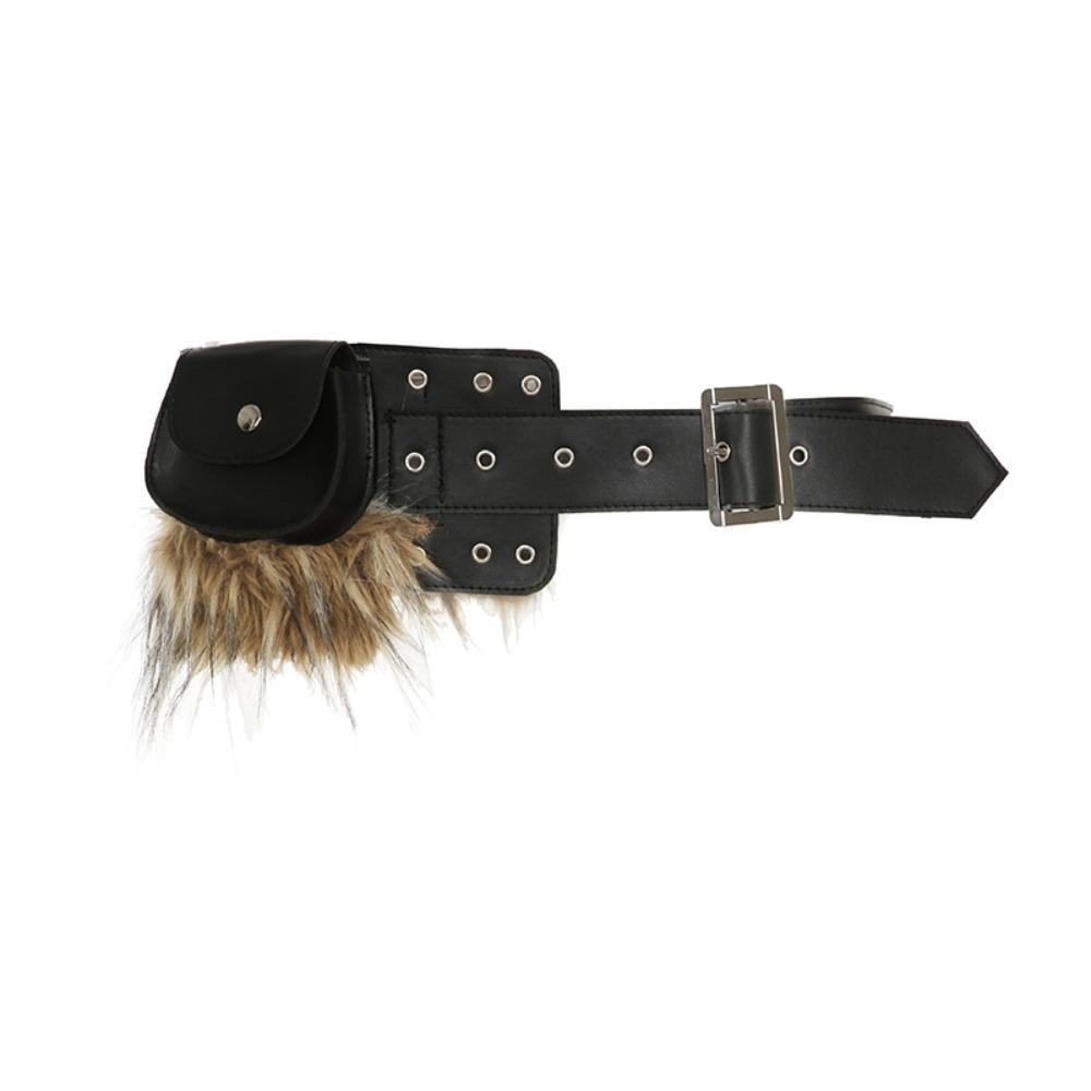 Zinc Zinc Alloy Hip-hop Belt Vintage PU Waist Bag Elegant Fur Tassels Waistband  Streetwear