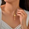 Stainless Steel Hollow Key Pendant Gold Necklace Women'S Fashion Accessories