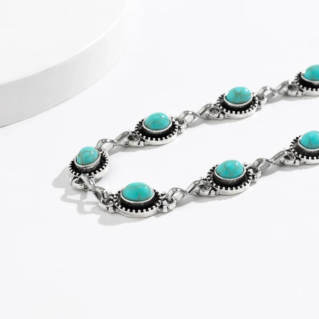 Boho Vintage Blue Seed Bead Chain Anklet for Women Ethnic Sandals Natural Stone Leg Bracelets Summer Beach Bikini Accessories