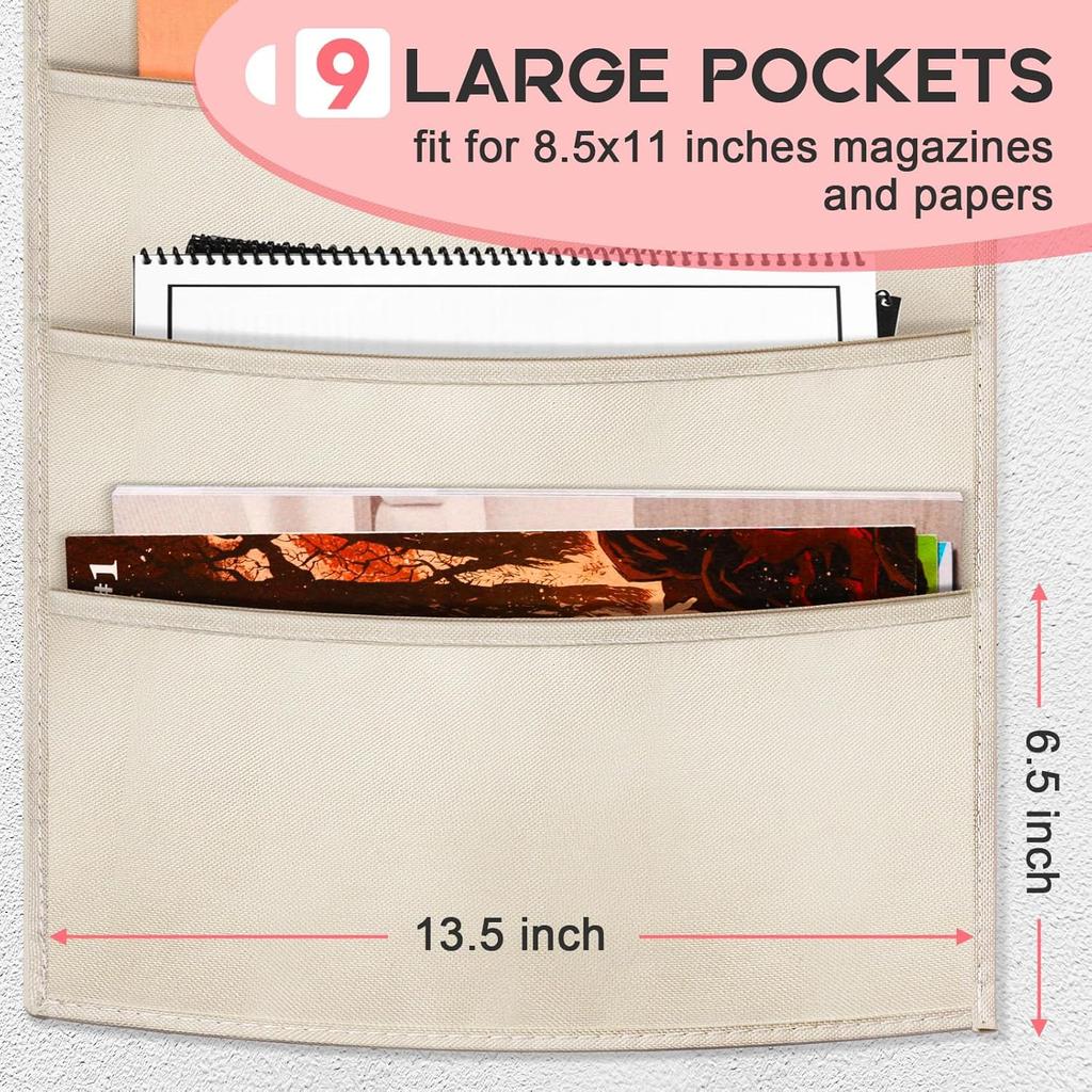 Vowcarol 9 Pocket Wall File Organizer, Magazine File Holder, Mail Organizer Wall Mount
