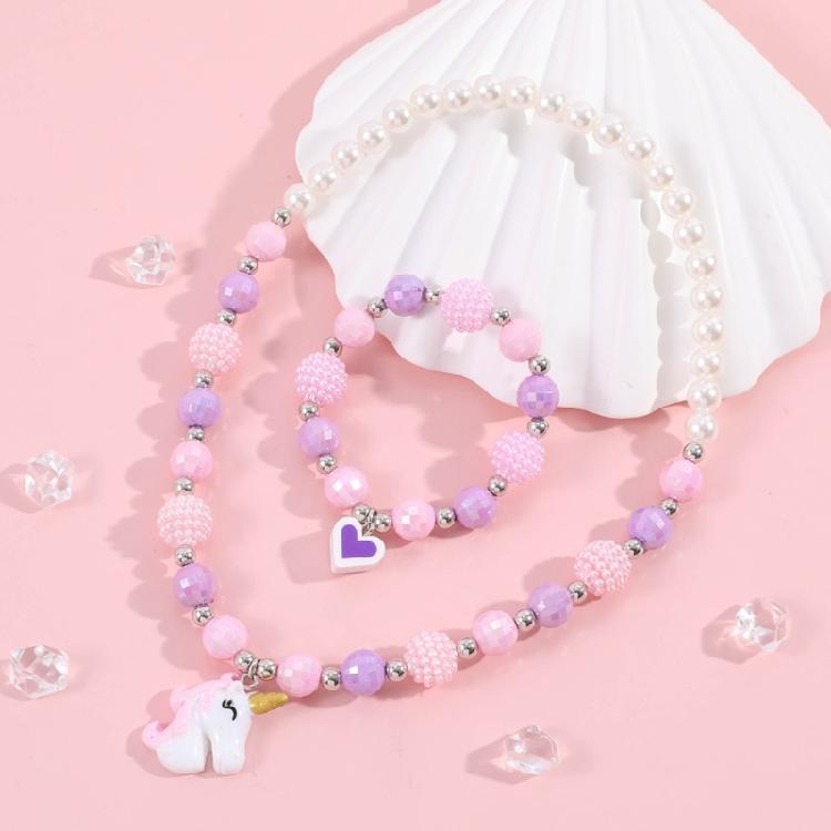 2Pcs Fashion Simple Colorful Beaded Short Necklace Bracelet Female Jewelry