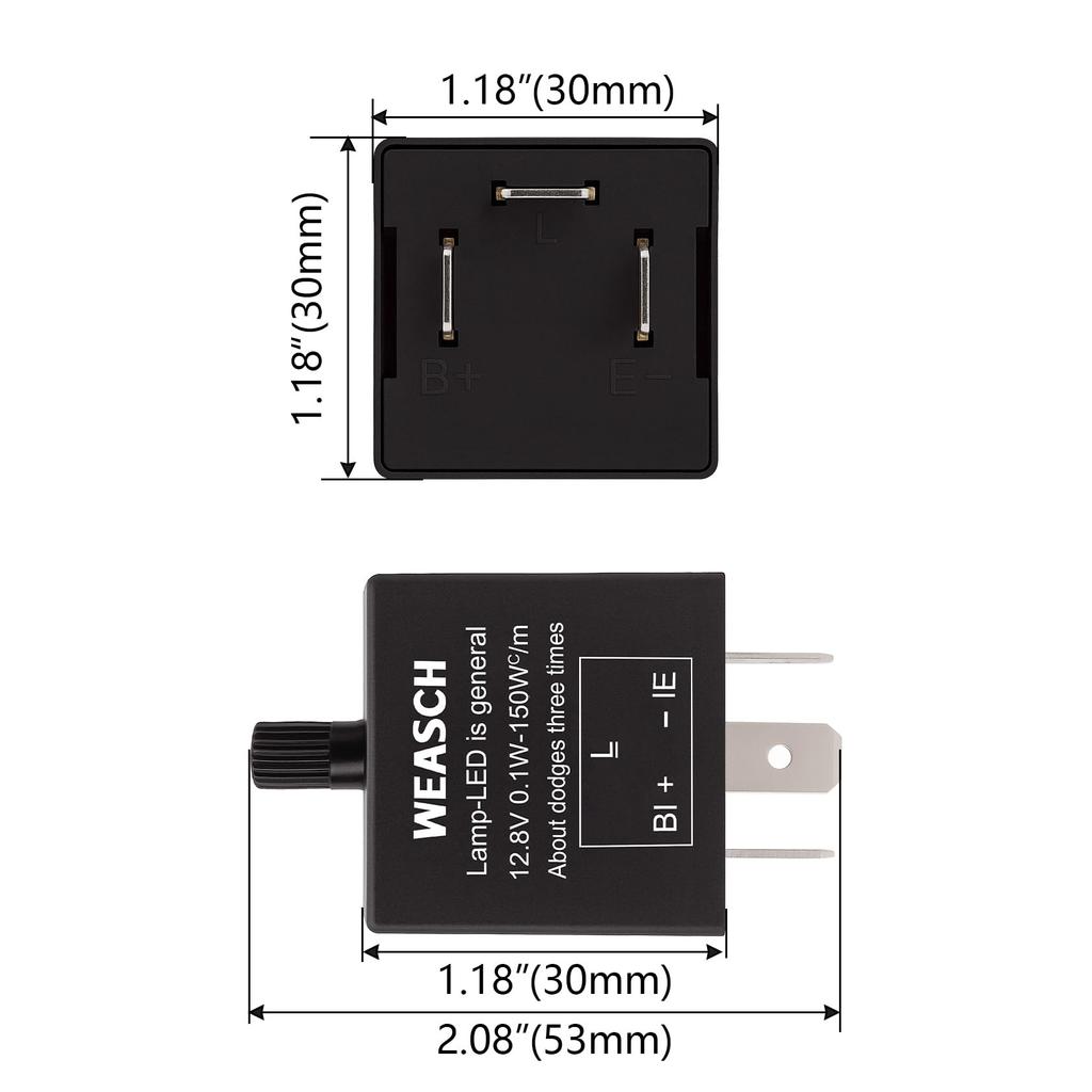 Weasch LED Flasher Relay, CF-13KT, 3 Pin, 0.1W-150W C/m, Universal Electronic Adjustable Frequency Turn Signal Light Blinker Flasher Relay