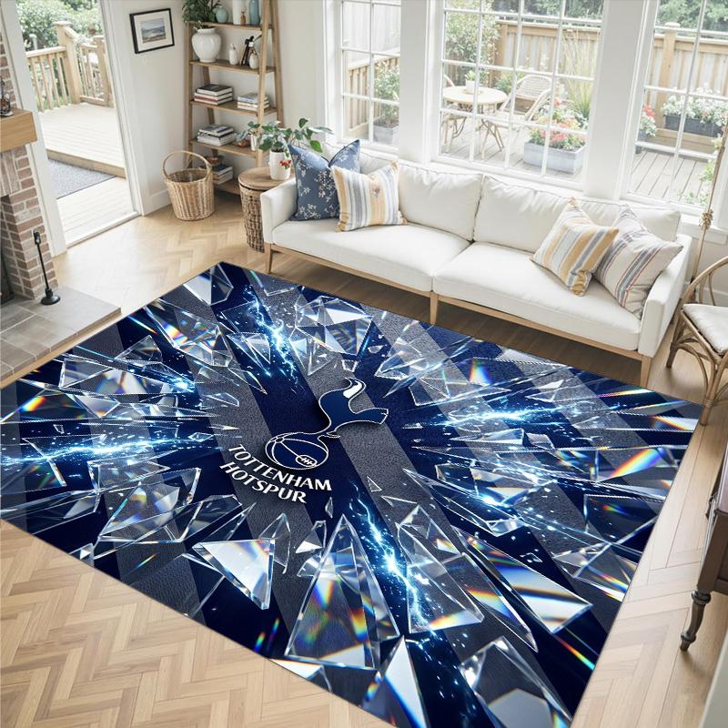 Tottenham Hotspur Design Crystal Velvet Carpet Cozy Non?Slip Printed Rug For Bedroom Living Room Entrance