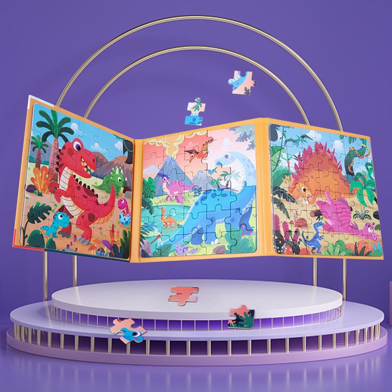 Magnetická zvířátka a vozidla puzzle set pro batolata - Progresivní 5-fázové výukové desky se scénami s velkými dílky