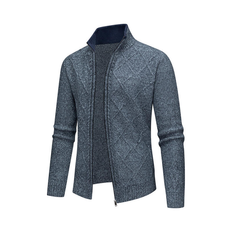Men's Autumn Winter Knitting Sweatercoat Stand Collar Cardigans Warm Fashion Knitted Coat Male Sweater Jacket Loose Outwear Man