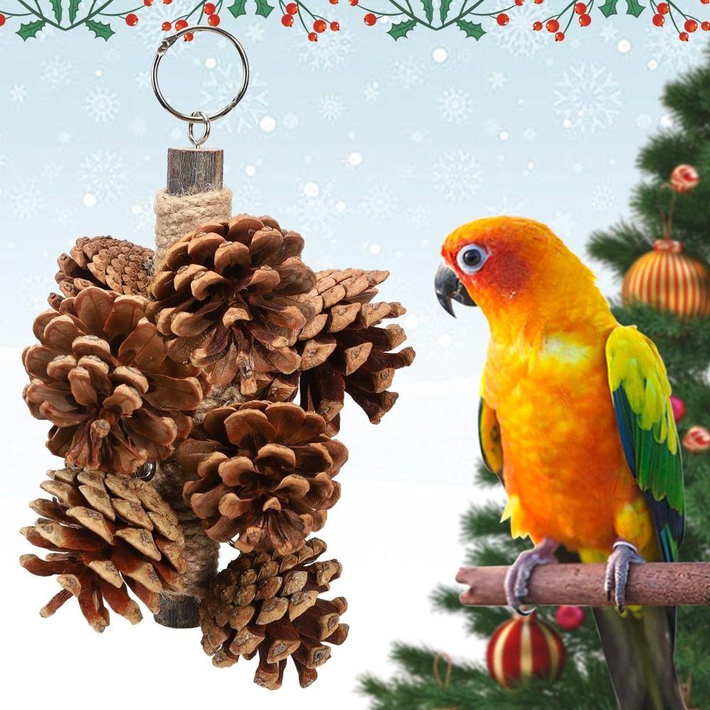 

Подвесные сосновые шишки для попугая, натуральные жевательные палочки для птиц, прочные игрушки для птиц, товары для домашних животных