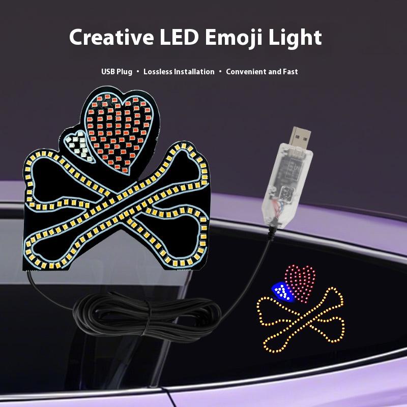 Car Love Window Light LED Decorative Light Creative No Wiring Love Reddish Internet Celebrity Rear Window Emotion Light