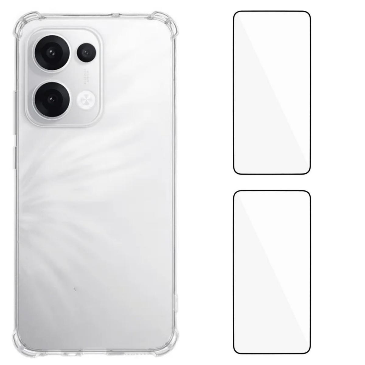 

Для Oppo Reno13 F 5G TPU чехол WANLONFENG WL3 Серии 1.5мм Чехол для телефона с 2 шт. Защитных стекол Transparent