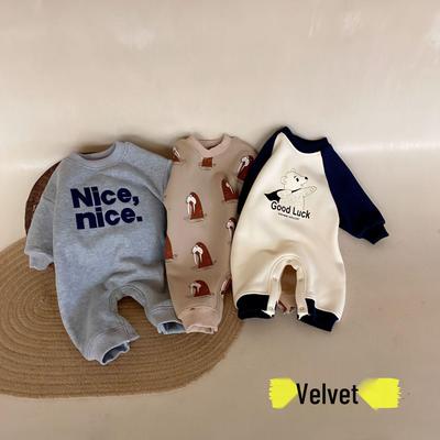 Autumn & Winter Cartoon Fleece Romper for Babies - Cozy Outdoor One-Piece Pullover