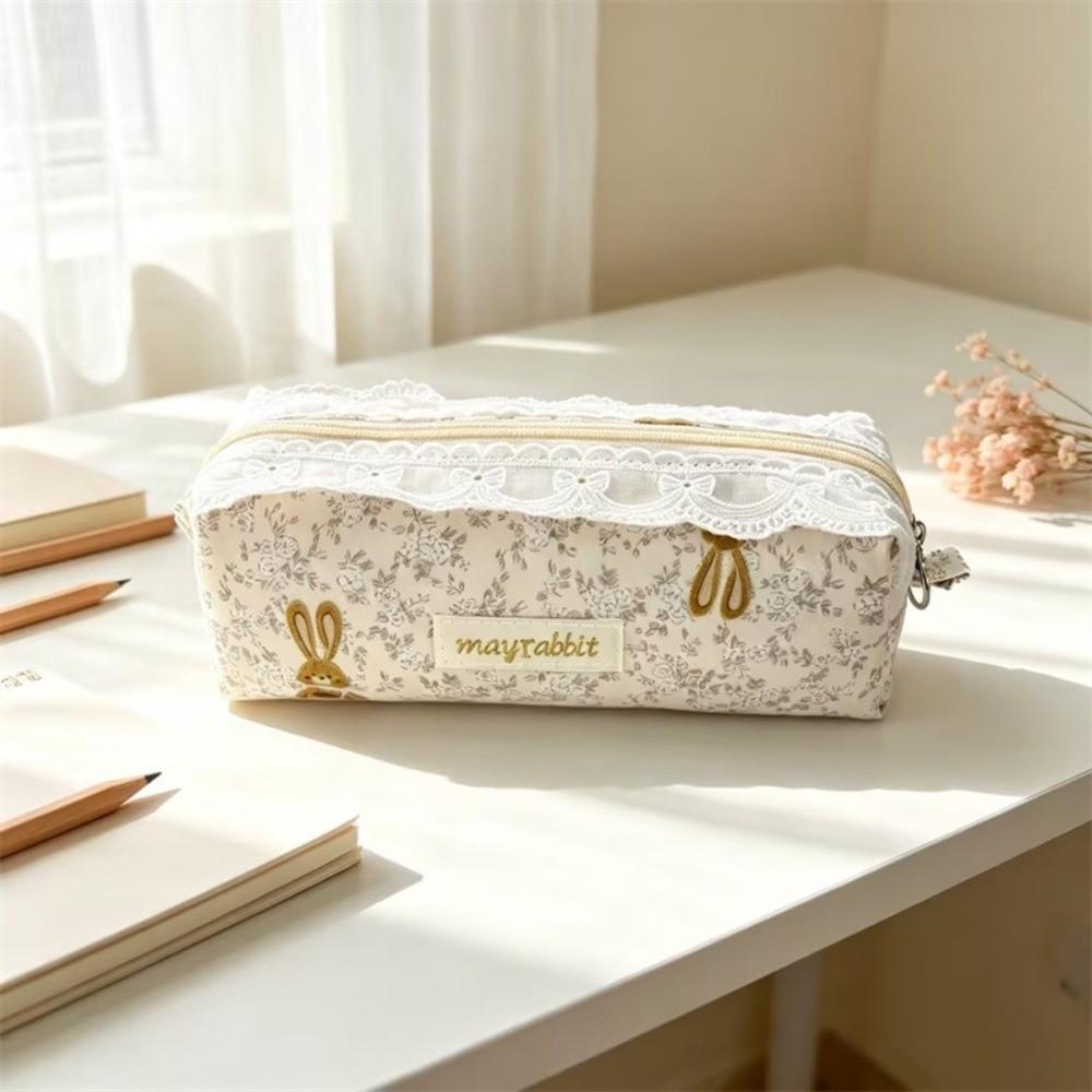 Zipper Floral Pencil Case Cotton Stationery Pouch New Pencil Pouch School Supplies