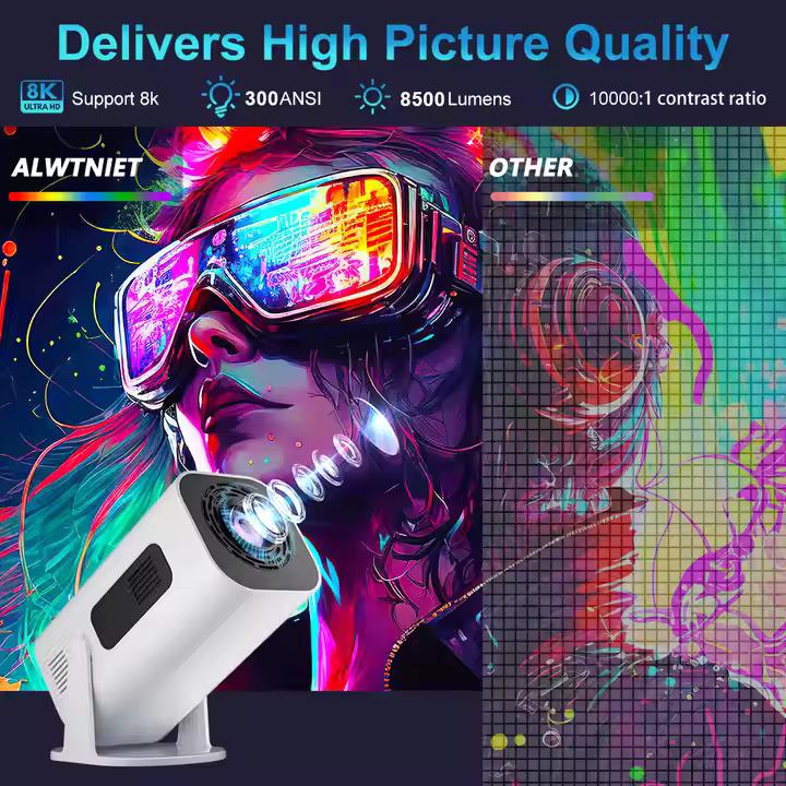 4K projector, 1280*720P, supports 4K video decoding, Android 11 300ANSI, Wifi6 BT5.0, automatic keystone correction