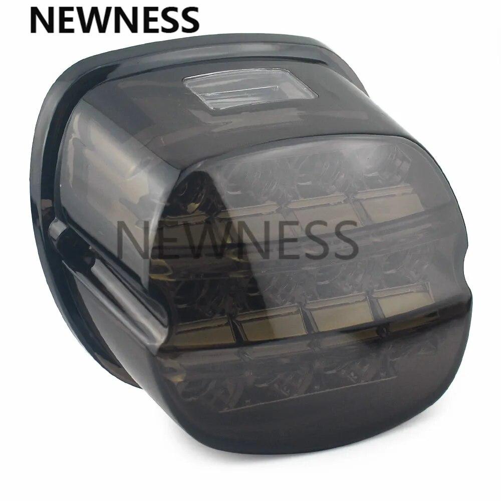 New 12V Smoke Red Taillight Lay Back LED Tail Brake License Plate Light For Harley Softail Fat Boy FXST Dyna Night Train FXD