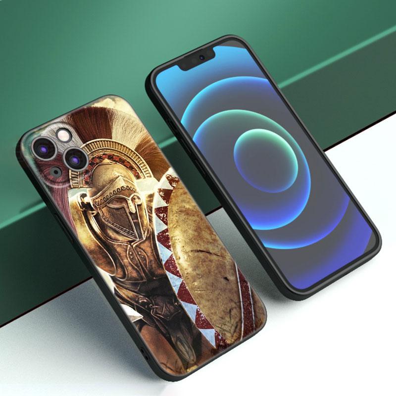 Spartan Phone Case For Apple iPhone 12 13 Mini 11 14 15 Pro Max 7 8 Plus X XR XS SE 2020 2022 Black Silicone Case