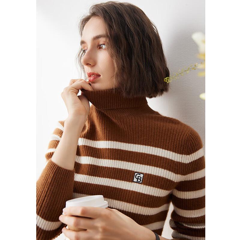 Damen Doppellatz Farbblock Kaschmir Strickpullover