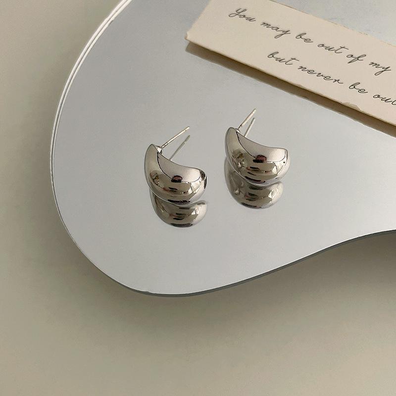 Серьги из посеребренных бусин с французской полировкой: Игла из серебра 925 пробы, C-образная, в корейском стиле серебряный