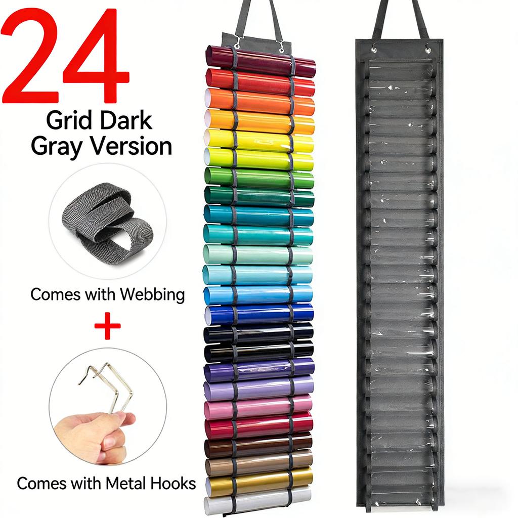 Lettering Heat Transfer Film Specific Bag, Transparent 48-Grid Fits Vinyl Roll Tubes, Hanging Storage Solution