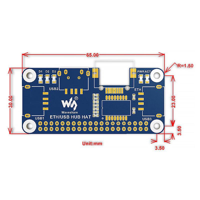 Raspberry Pi Zero 2W USB to Ethernet Adapter & USB Hub Expansion Board