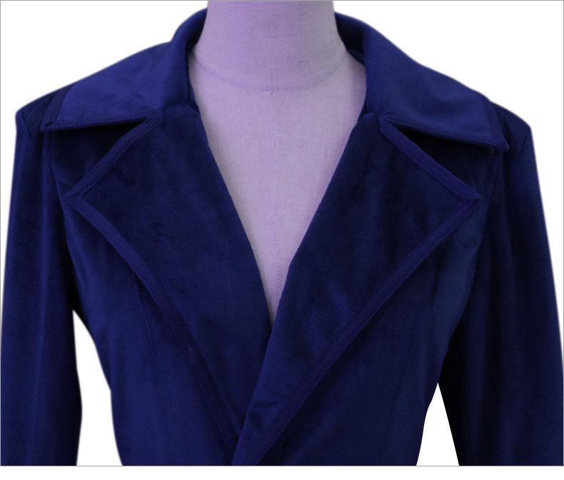 2023 Women's Velvet Windbreaker: Long Over-the-Knee Coat for Autumn/Winter - Chic and Trendy Style