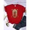 T-shirts de rue Notre-Dame de Guadalupe T-shirts Imprimés Confortables Col Rond Manches Courtes Été Décontracté Vêtements Féminins