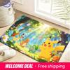 Cute Pokemon Pikachu and Starters Forest Print Non-slip Doormat, Soft Absorbent Floor Rug for Home Decor