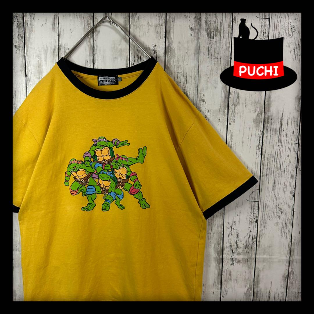 

[USED] Ringer Turtles Nickelodeon Yellow Black American Comics T-Shirt L