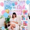 Baby Gender Reveal Party Decorations - Pink Blue Balloon Arch Garland Kits With 4pcs Baby Boxes, Gender Reveal Backdrop and Tablecloths for Baby