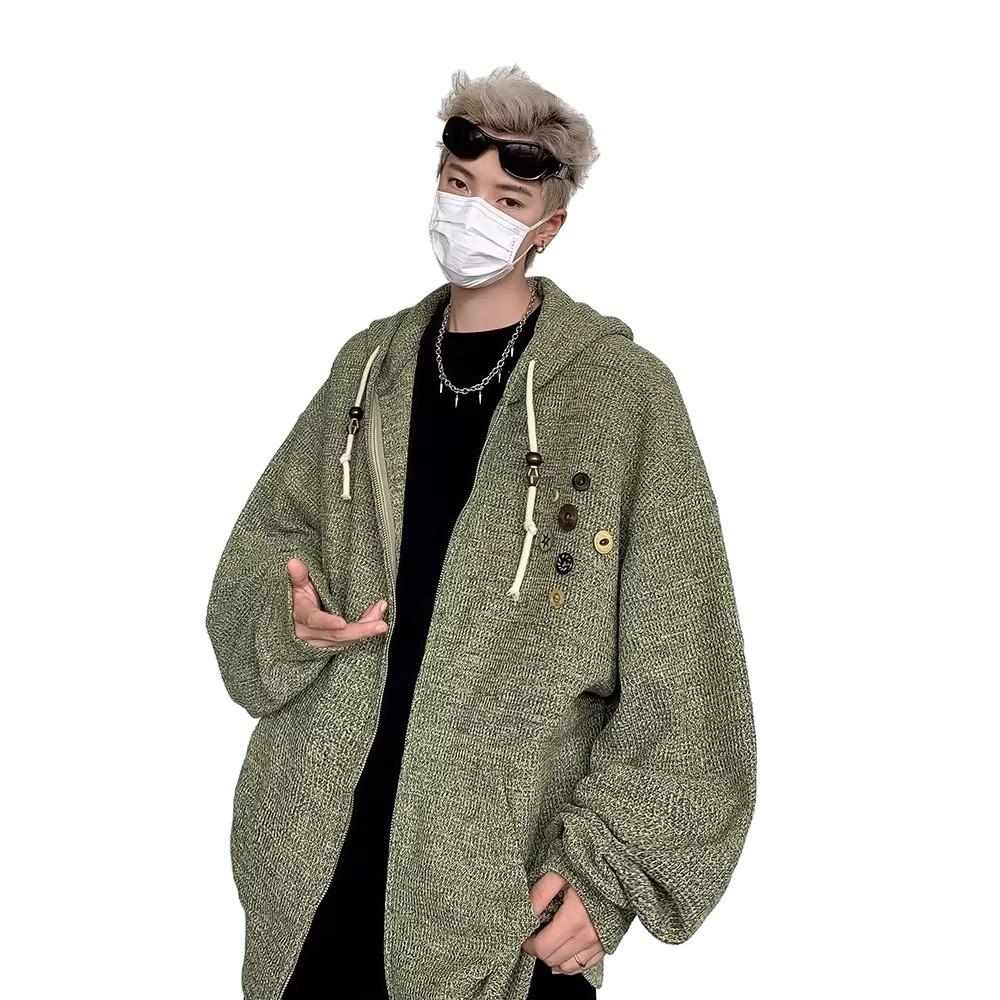 Unisex High-End Cleanfit Zipper Cardigan Sweater with Niche Design Hood