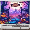 Halloween Decorative Tapestry Pumpkin Lantern Wall Hanging Full Moon Gothic Castle Ghost Bat Tapestry Home Room Decoration