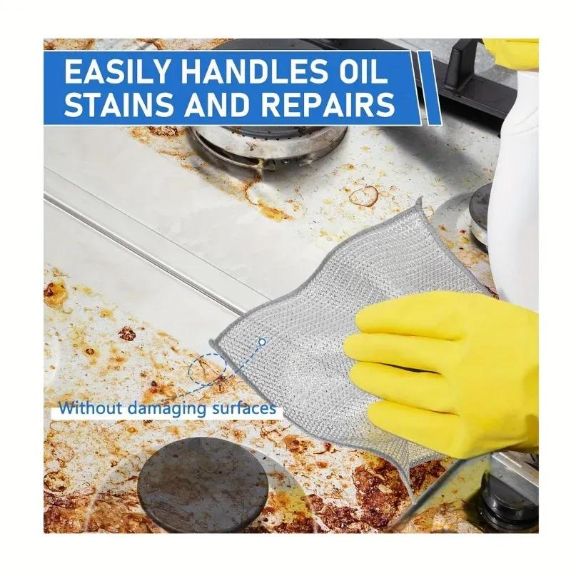 Magic Cleaning Cloth Thickened Double -sided Metal Steel Wire Rags Kitchen Dish Pot Washdishing Cloths Towel Clean Tools