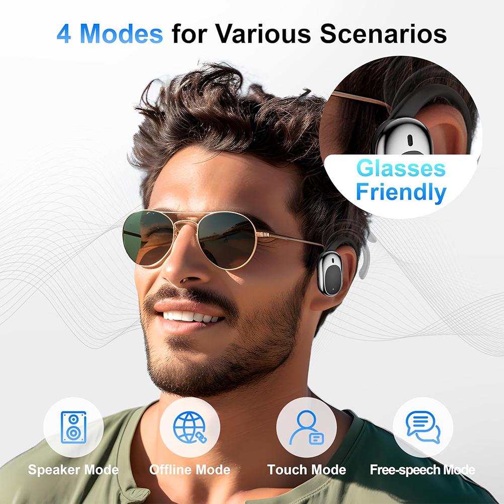 Bluetooth-Compatible TWS Adjustable Language Translator Earphone 144 Languages Wireless Open-Ear Headphones Noise Cancelling