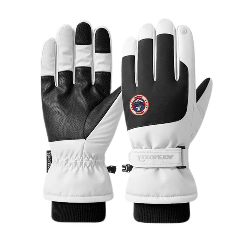 1 Pair Men Women Outdoor Ski Gloves Windproof Waterproof Non-slip Touch Screen Winter Warm Gloves white L