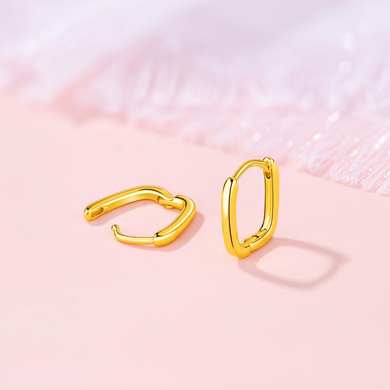Geometric U-shaped Ear Buckle Women's Light Luxury Niche Design Sense Gold Earrings Korean Version Ins Cold Wind Personalized Earrings