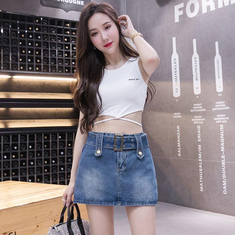 

Summer New Arrival Women s Street Blue High Waist Sexy Miniskirt Bodycon Dress Culottes Easiest for Match Denim Skirt Blue L
